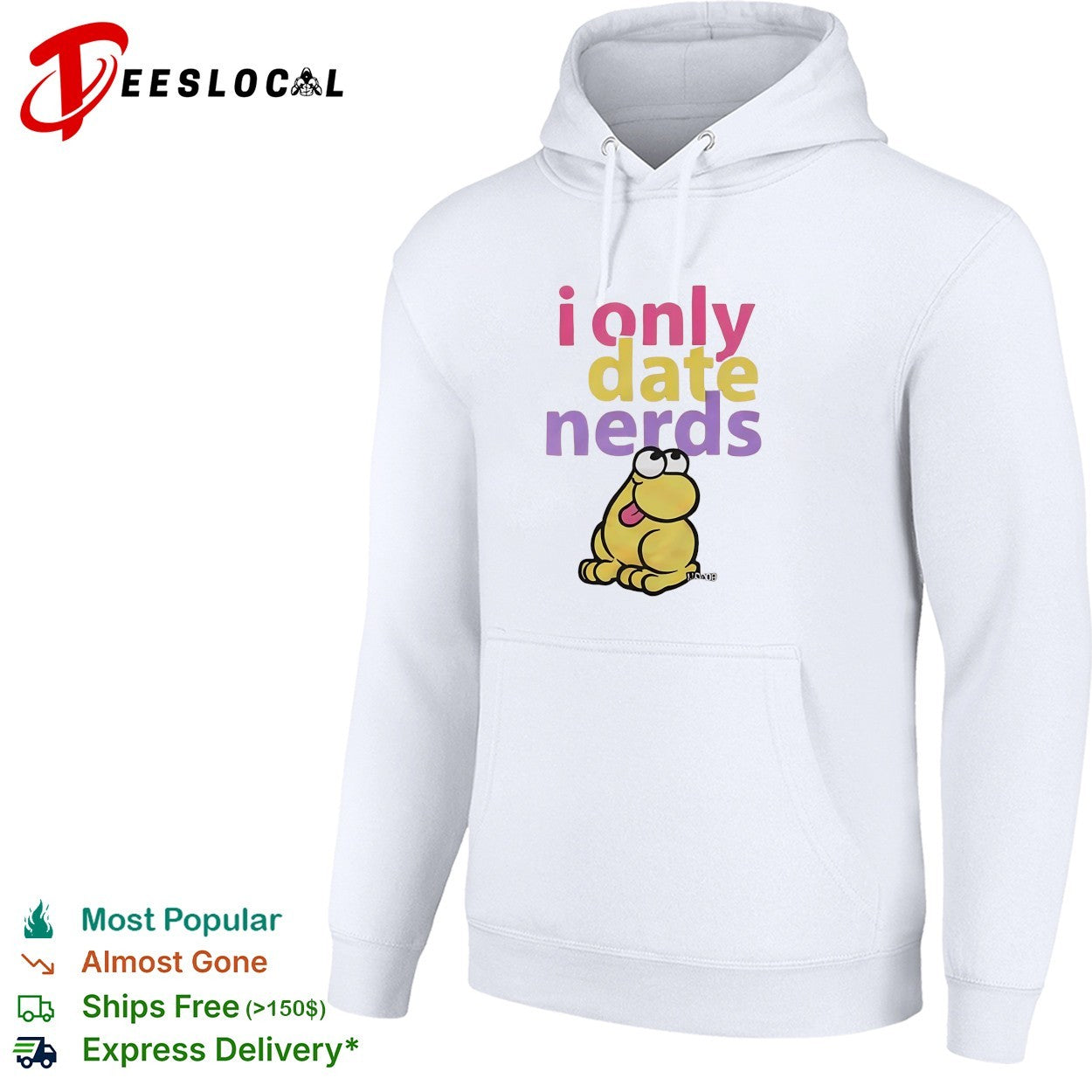 I only date nerds colorful bold text cartoon worm character fun shirt
