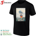 I want to believe mushroom cloud explosion UFO illustration shirt