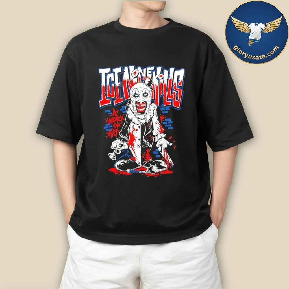 Ice Nine Kills A Work of Art Cartoon Terrified Silver Scream Con London Shirt