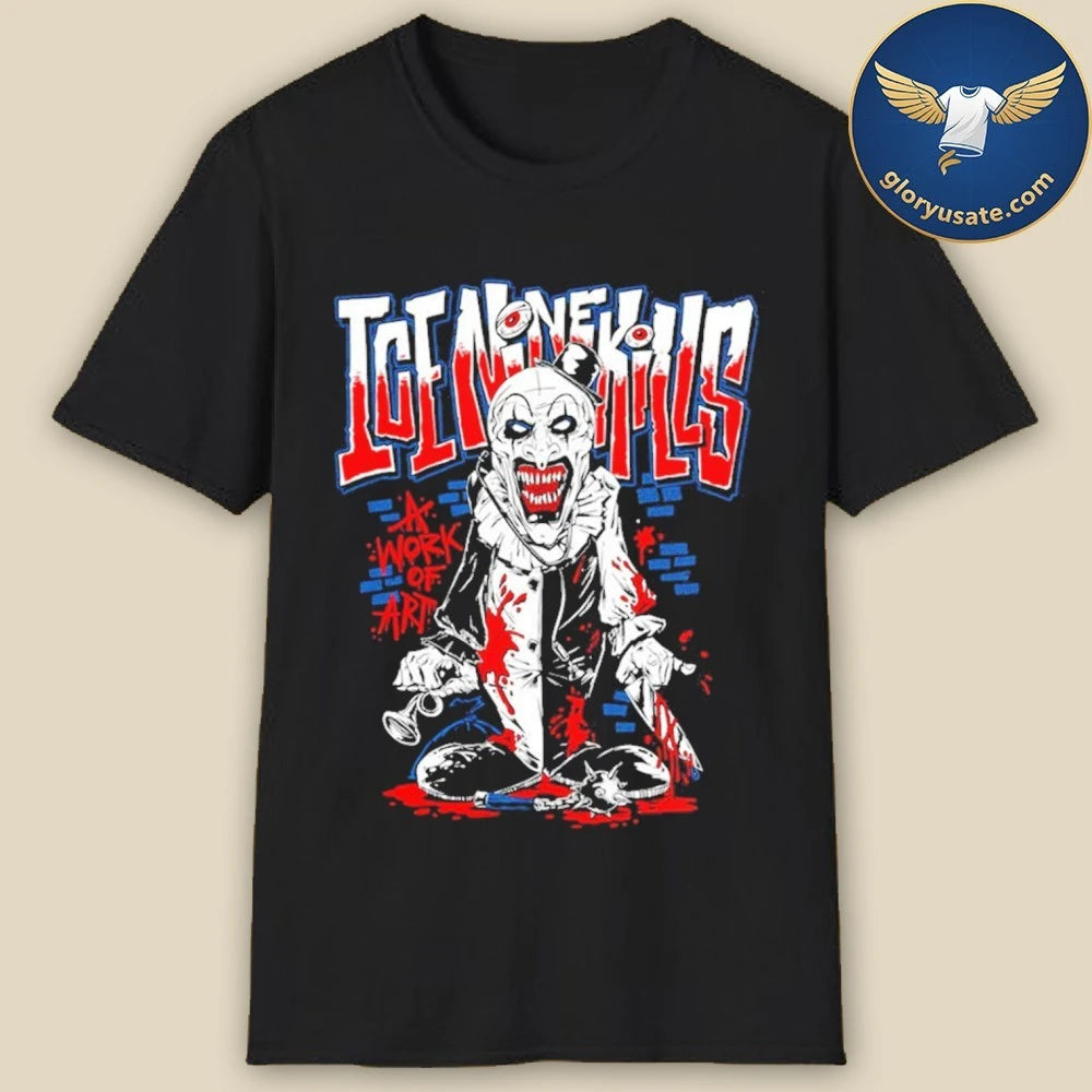 Ice Nine Kills A Work of Art Cartoon Terrified Silver Scream Con London Shirt