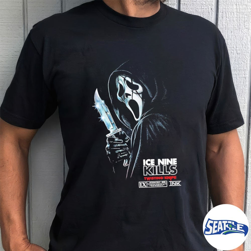 Ice Nine Kills X Scream 7 Nightmare On The Knife Part One 2026 Twisting Knife Ghost Face Wrong Answer Fan shirt