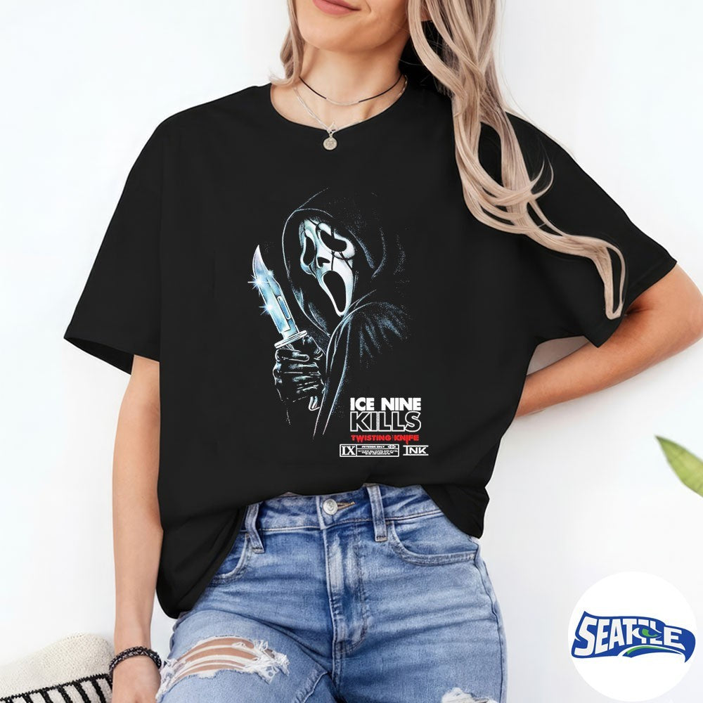 Ice Nine Kills X Scream 7 Nightmare On The Knife Part One 2026 Twisting Knife Ghost Face Wrong Answer Fan shirt