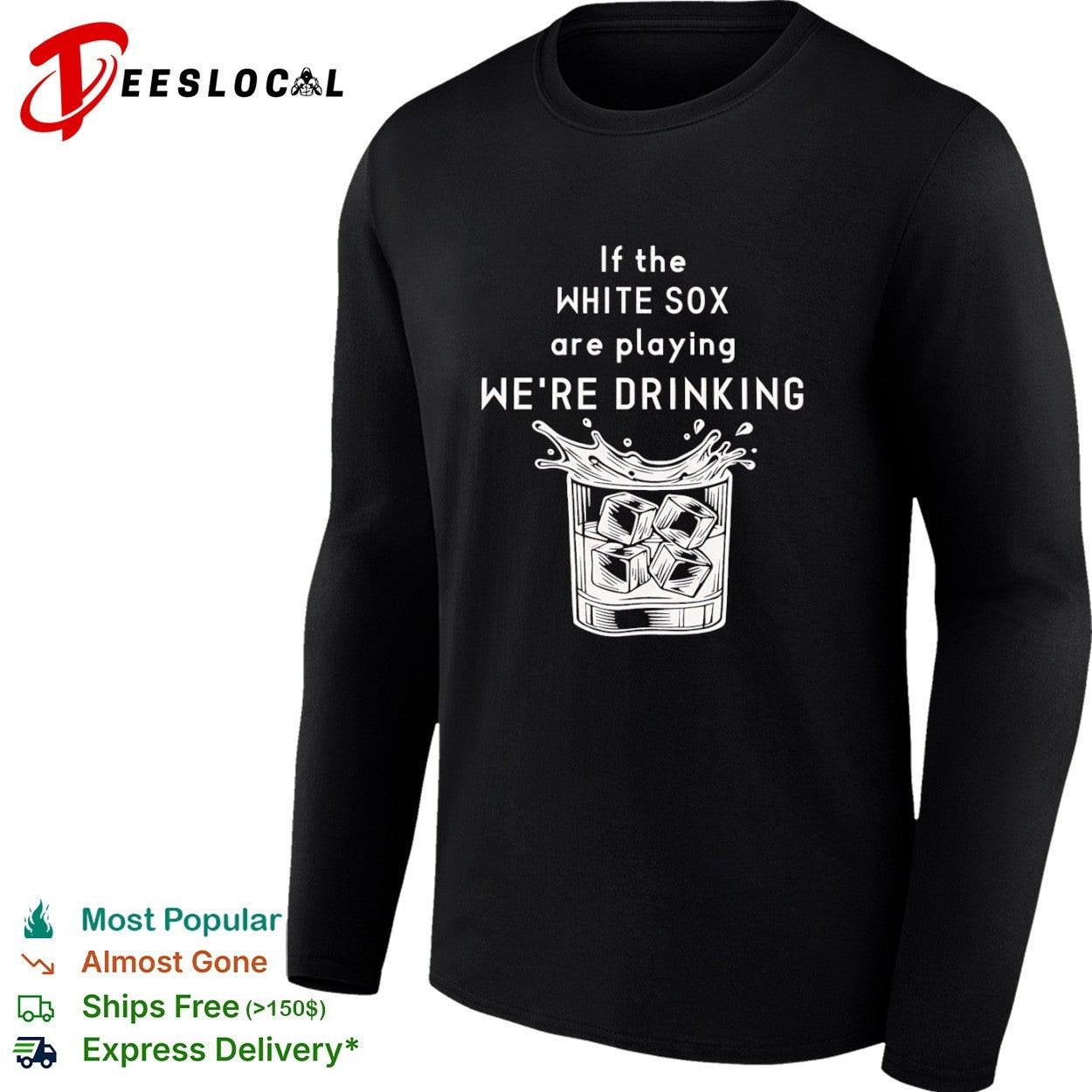 If the White Sox are playing we’re drinking baseball whiskey glass shirt