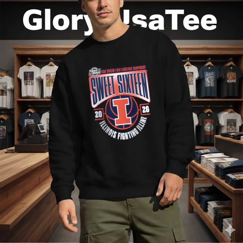 Illinois Fighting Illini 2026 NCAA Men’s Basketball Championship Tournament March Madness Sweet 16 T-Shirt