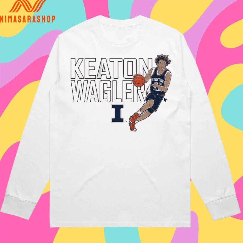 Illinois Fighting Illini Men’s Basketball Keaton Wagler Name Pose Shirts