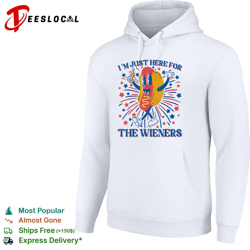 I’m Just Here for the Wieners Hot Dog Fourth of July Patriotic Party Casual shirt