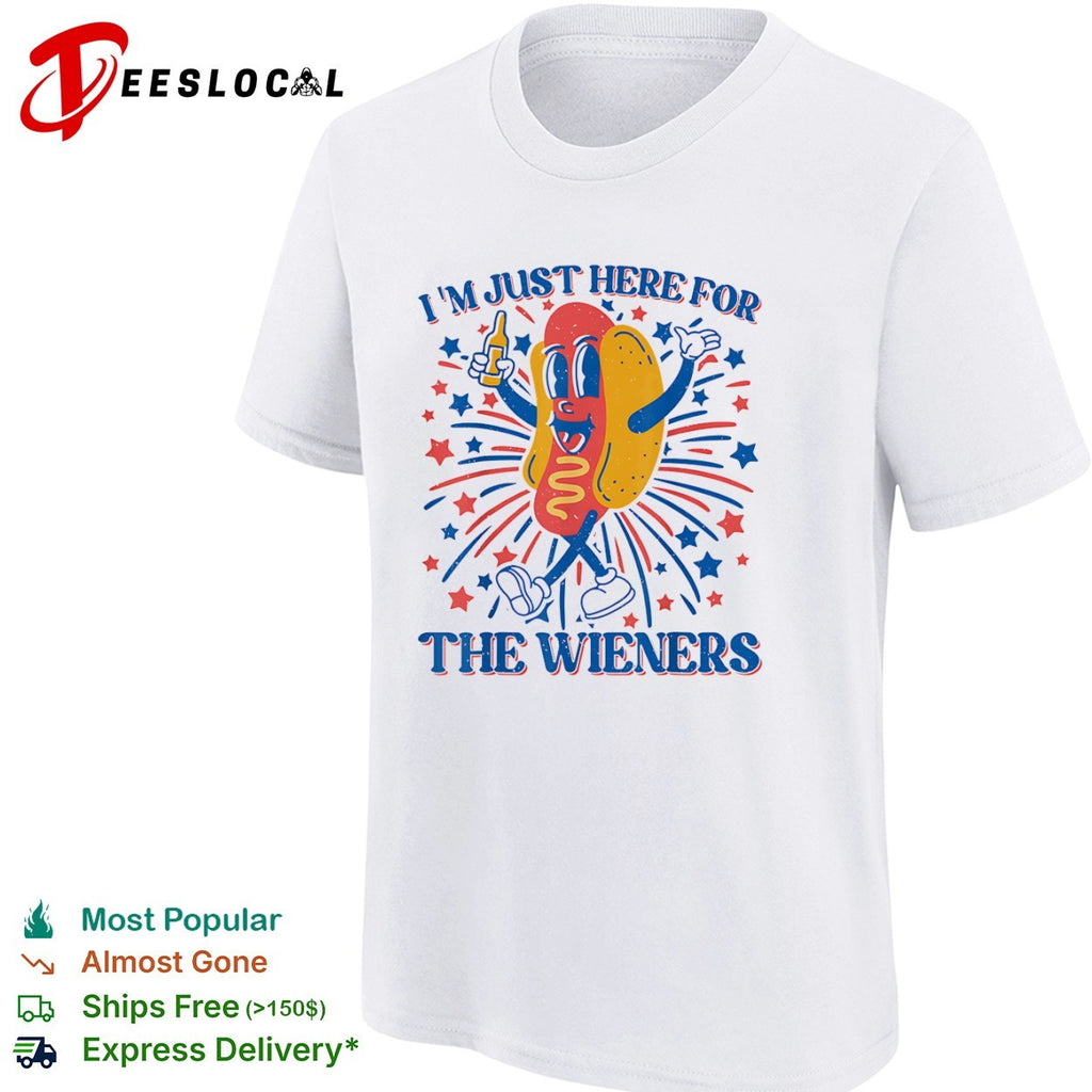 I’m Just Here for the Wieners Hot Dog Fourth of July Patriotic Party Casual shirt