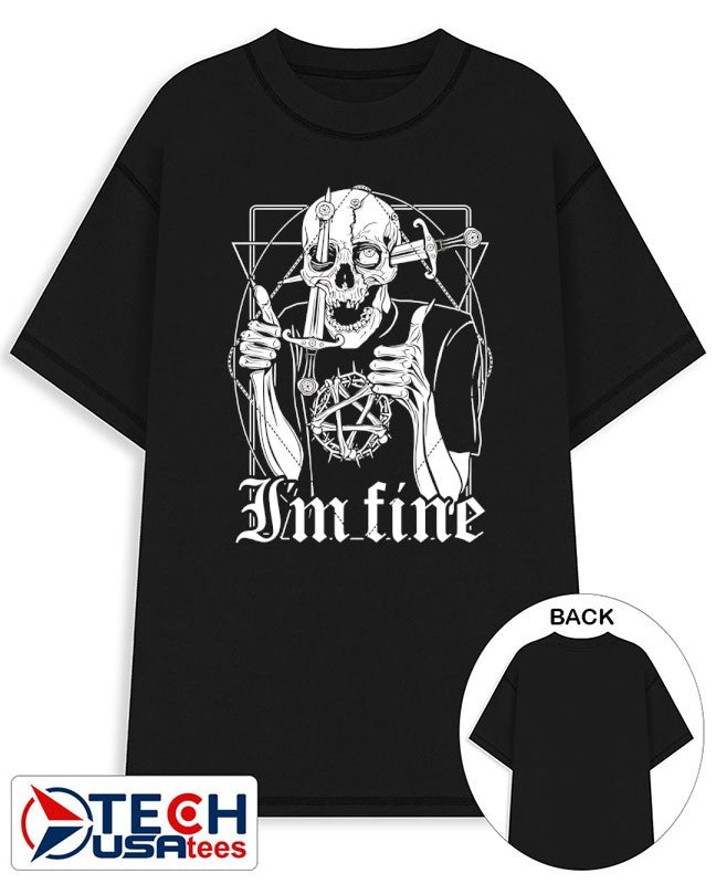 I’m fine skeleton knife shirt