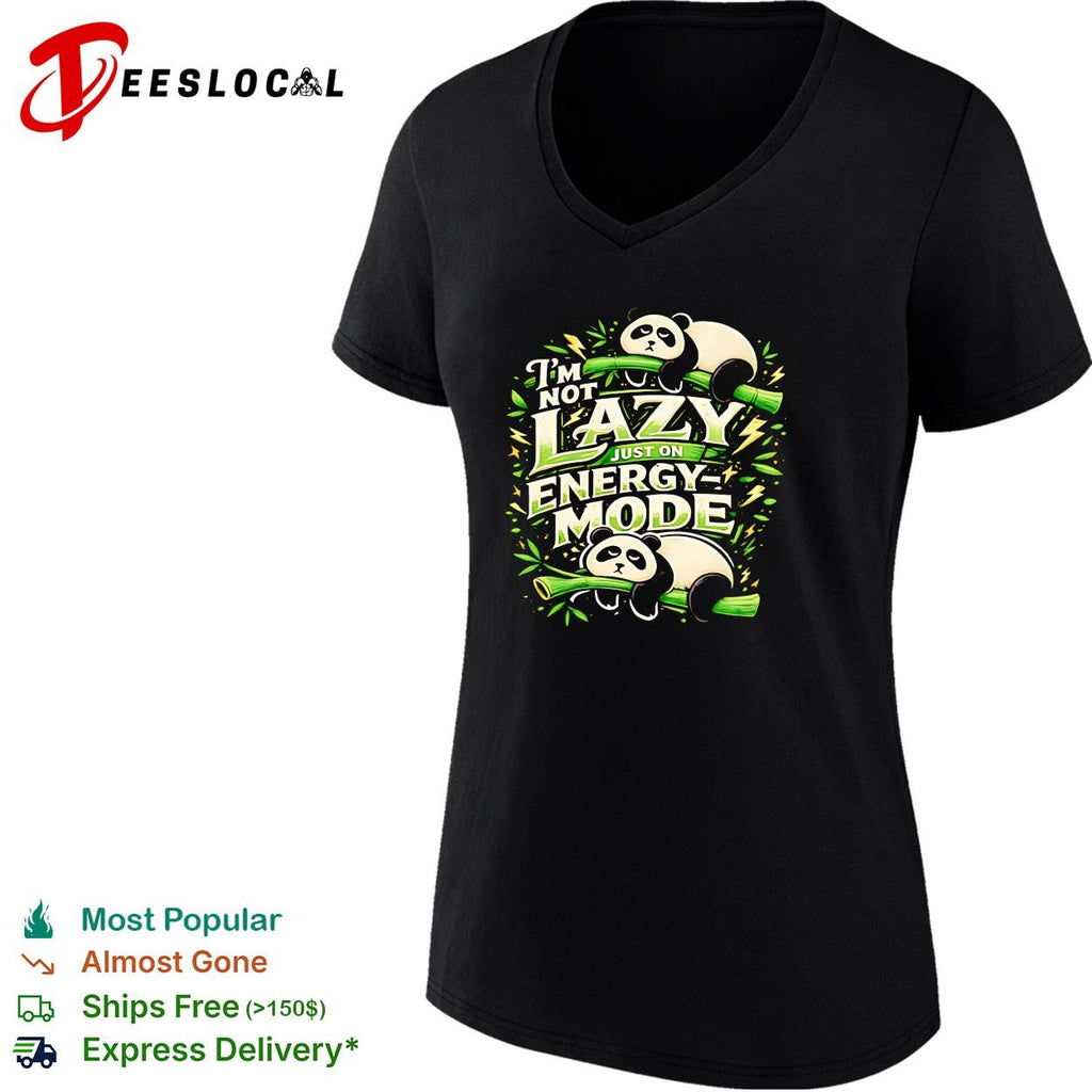 I’m not lazy just on energy mode panda bamboo funny graphic shirt