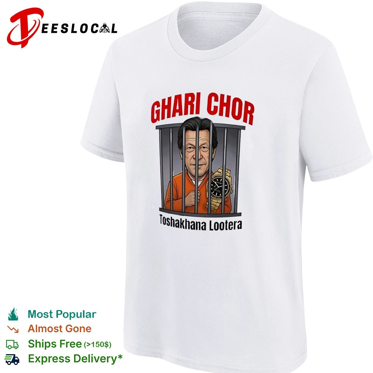 Imran Khan Ghari Chor Toshakhana Lootera Caricature Jail Political Satire shirt