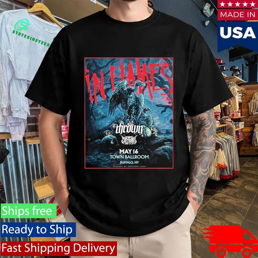 In Flames May 16 2026 Buffalo NY Town Ballroom Concert Poster With Thrown Orbit Culture T-Shirt