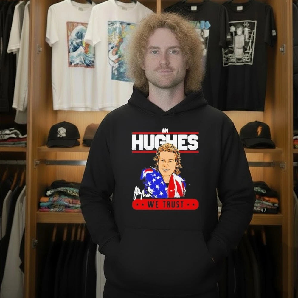 In Jack Hughes New Jersey USA Trust signature cartoon shirt