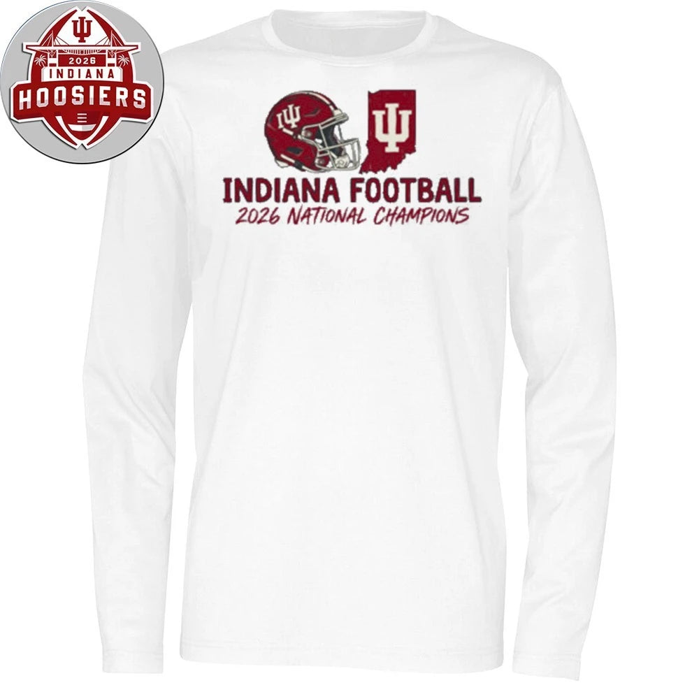 Indiana Football 2026 National Champions Sports Fan Helmet And Map Tee Shirt