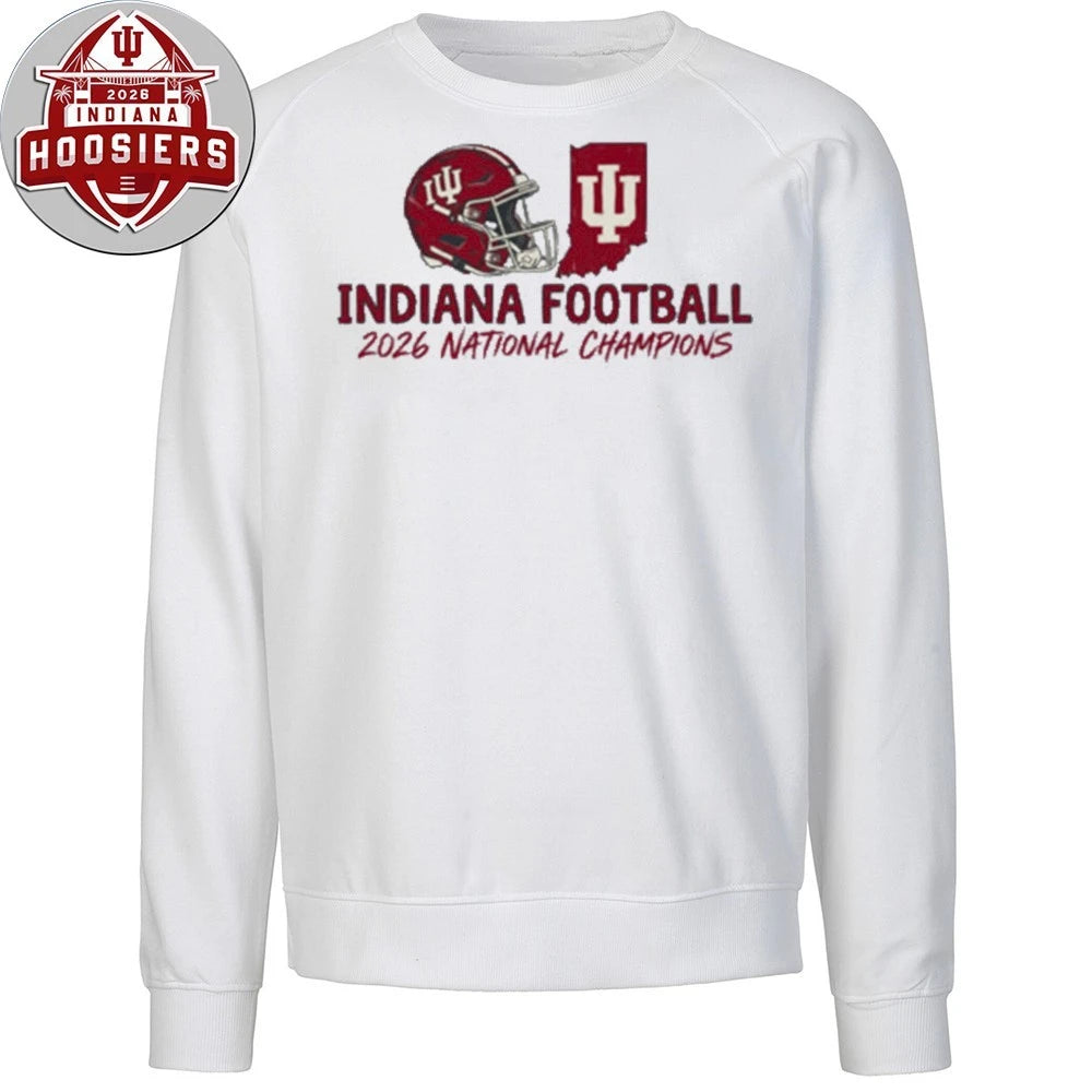 Indiana Football 2026 National Champions Sports Fan Helmet And Map Tee Shirt