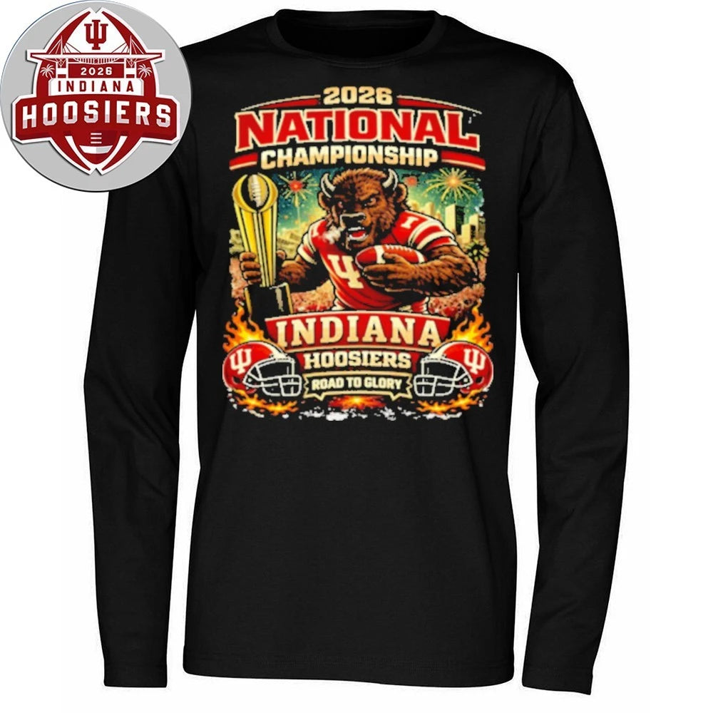 Indiana Football 2026 National Championship Football Mascot And Helmet Tee Shirt