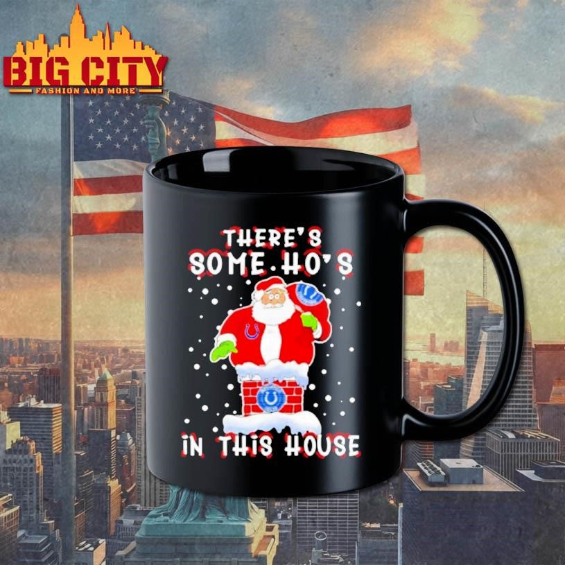 Indianapolis Colts Football Christmas There Is Some Hos In This House Santa Stuck In The Chimney Shirt