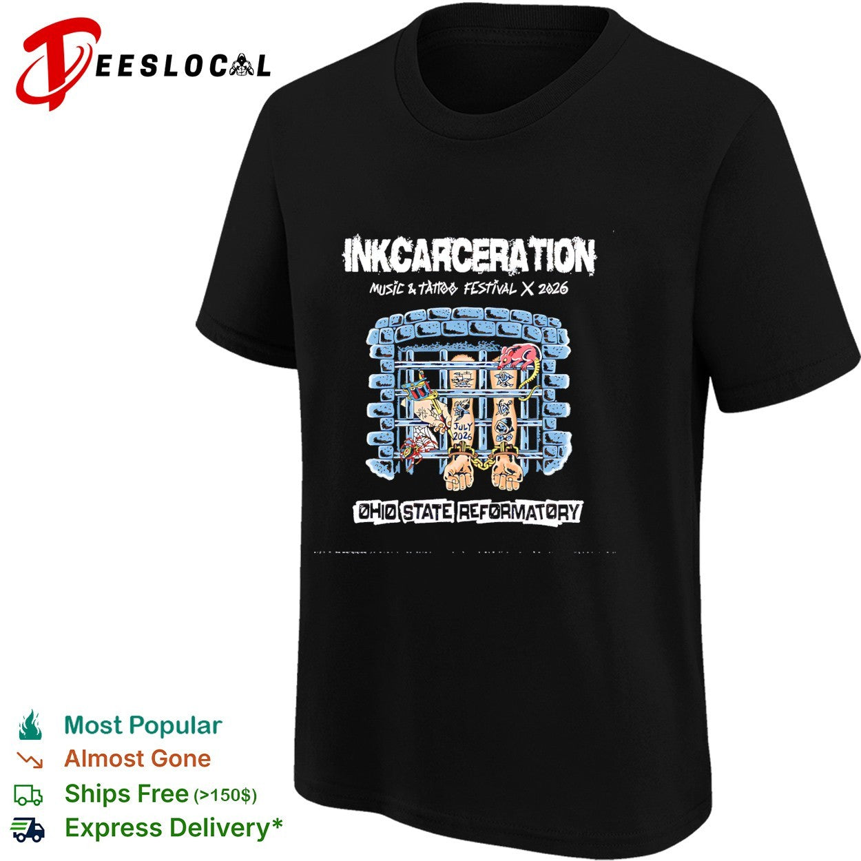 Inkcarceration 2026 Music and Tattoo Festival Ohio State Reformatory shirt