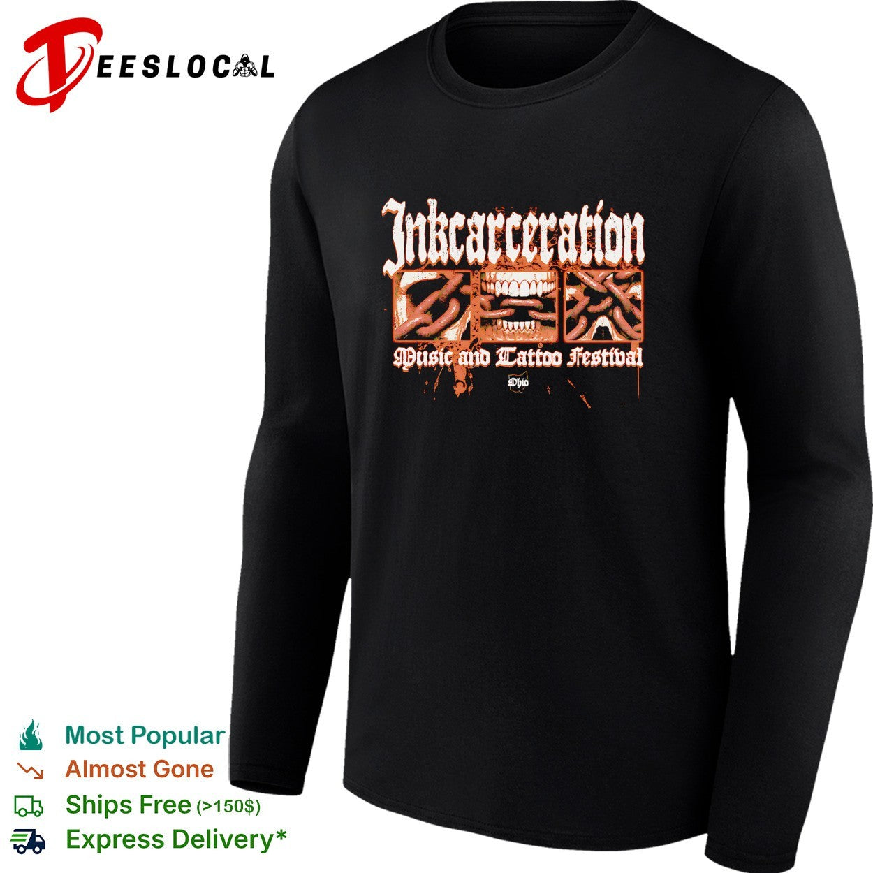 Inkcarceration Music and Tattoo Festival Ohio State Reformatory chain skull shirt