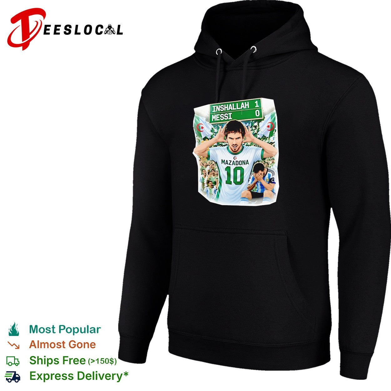 Inshallah one Messi zero scoreboard soccer fan torn poster shirt