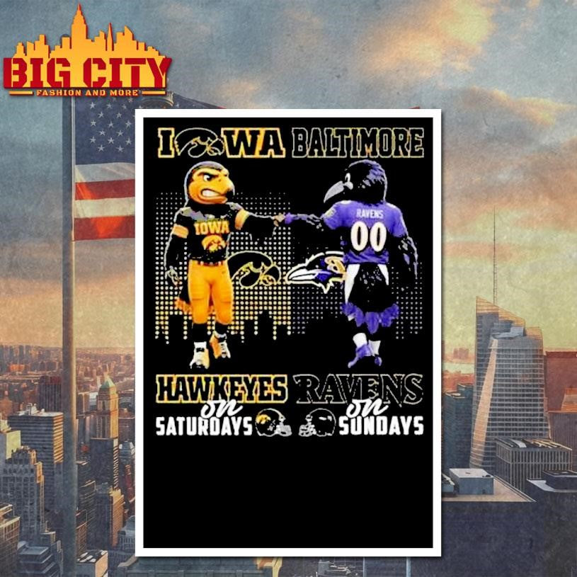 Iowa Hawkeyes On Saturdays X Baltimore Ravens On Sundays Mascot 2025 Shirt