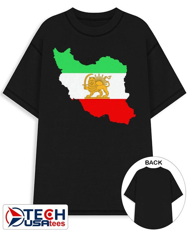 Iran Map Lion and Sun Persian Heritage logo shirt