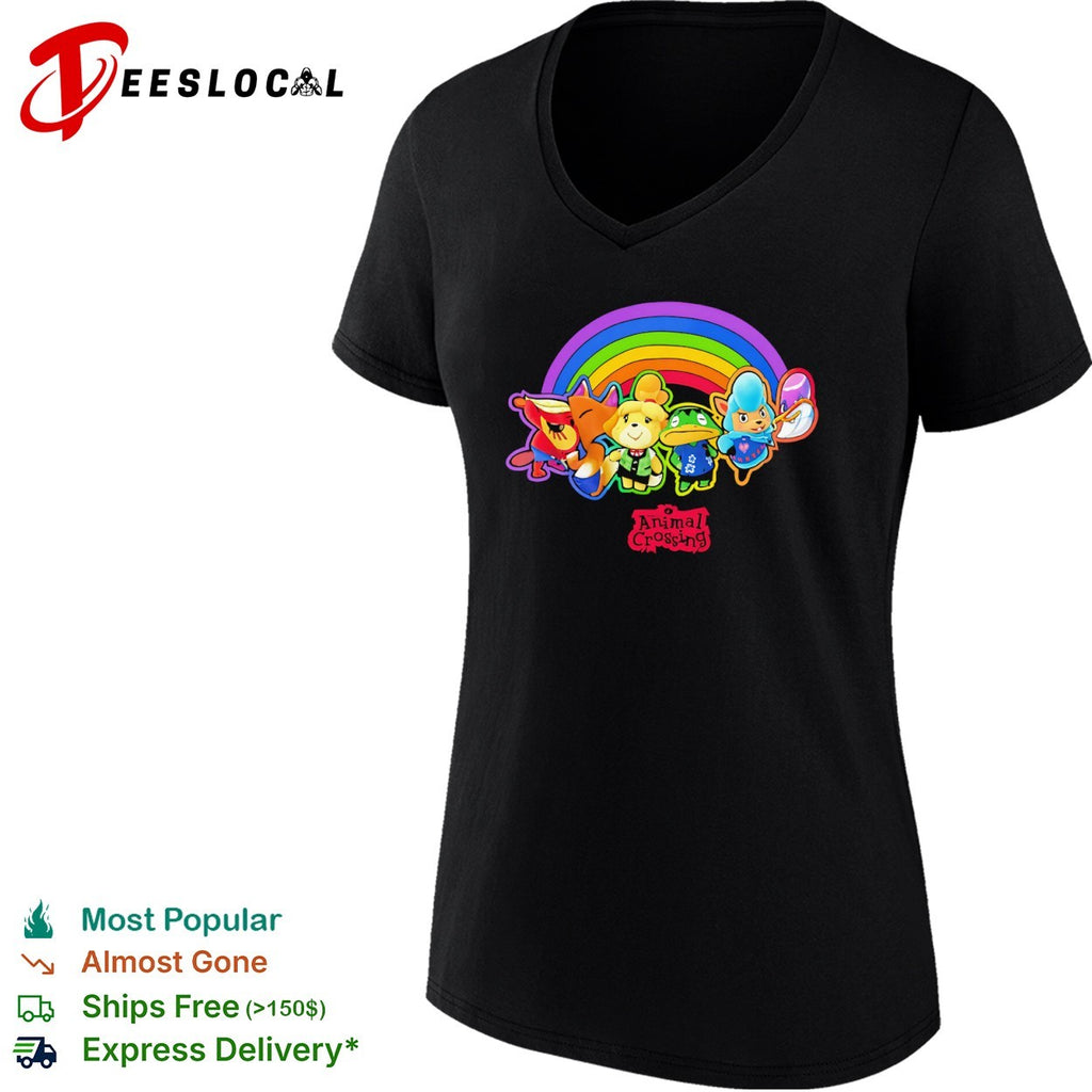 Isabelle Redd Kappn Reese Cyrus Animal Crossing Nintendo Video Game Rainbow shirt