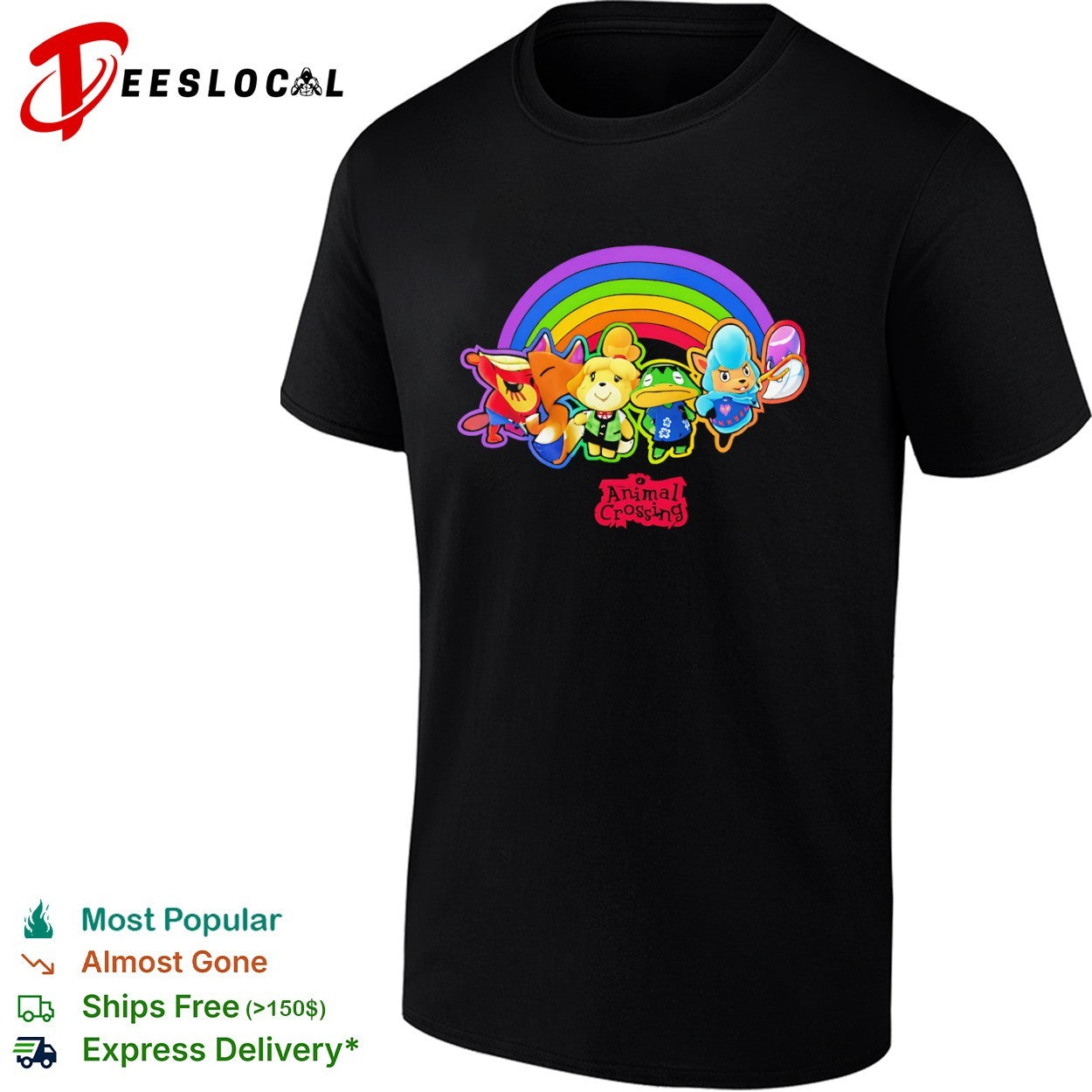 Isabelle Redd Kappn Reese Cyrus Animal Crossing Nintendo Video Game Rainbow shirt
