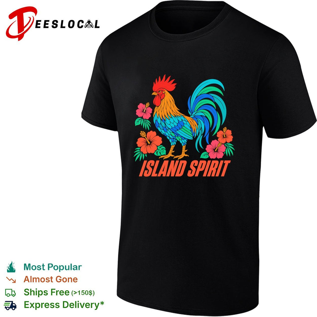 Island Spirit rooster hibiscus flower tropical bird shirt