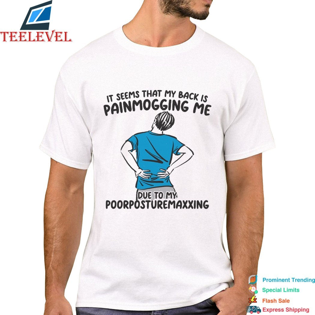 It Seems That My Back Is Painmogging Me Due To My Poorposturemaxxing T-shirts