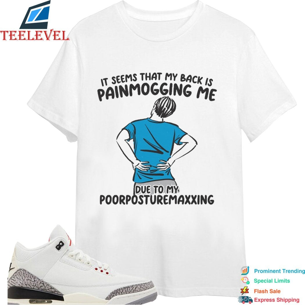 It Seems That My Back Is Painmogging Me Due To My Poorposturemaxxing T-shirts