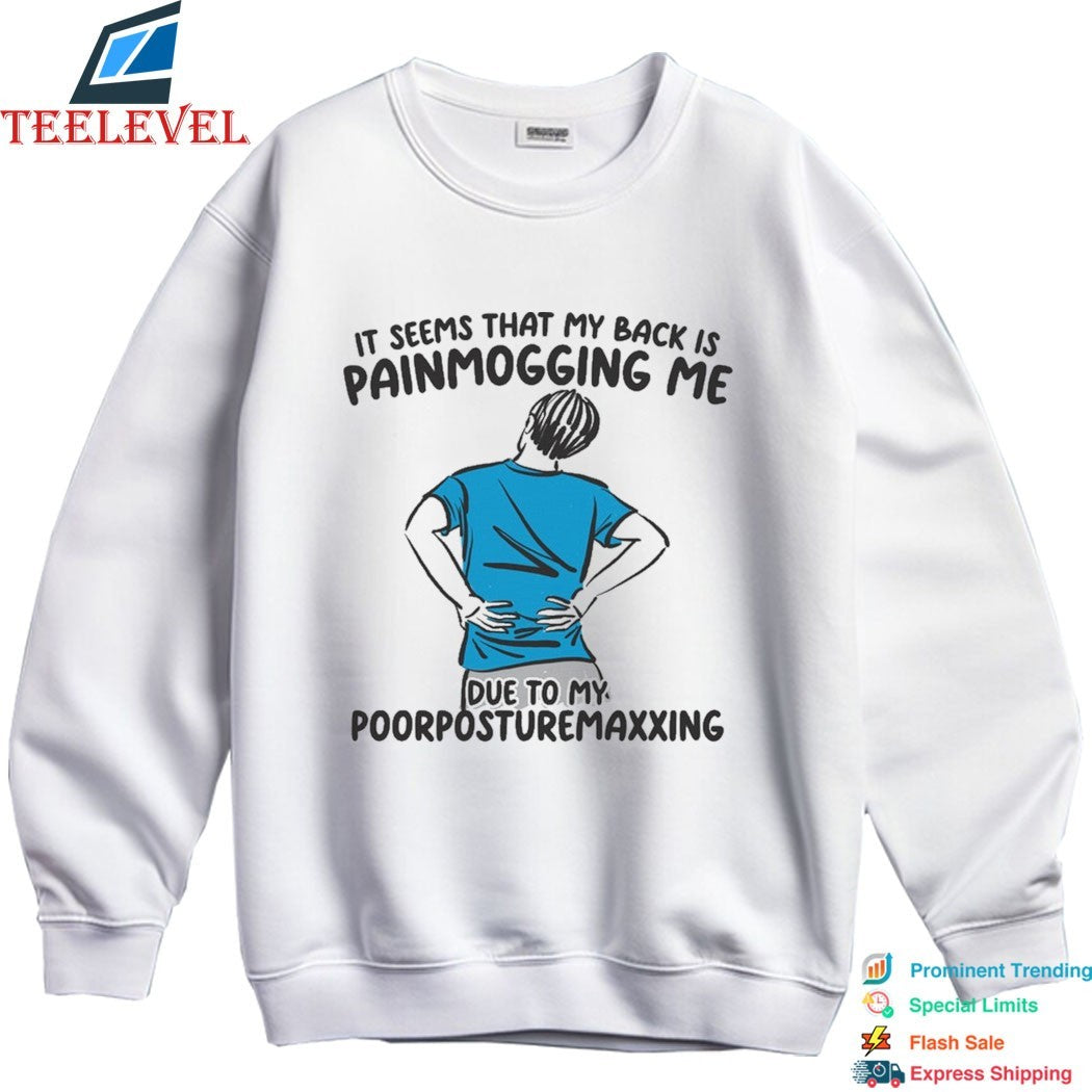 It Seems That My Back Is Painmogging Me Due To My Poorposturemaxxing T-shirts