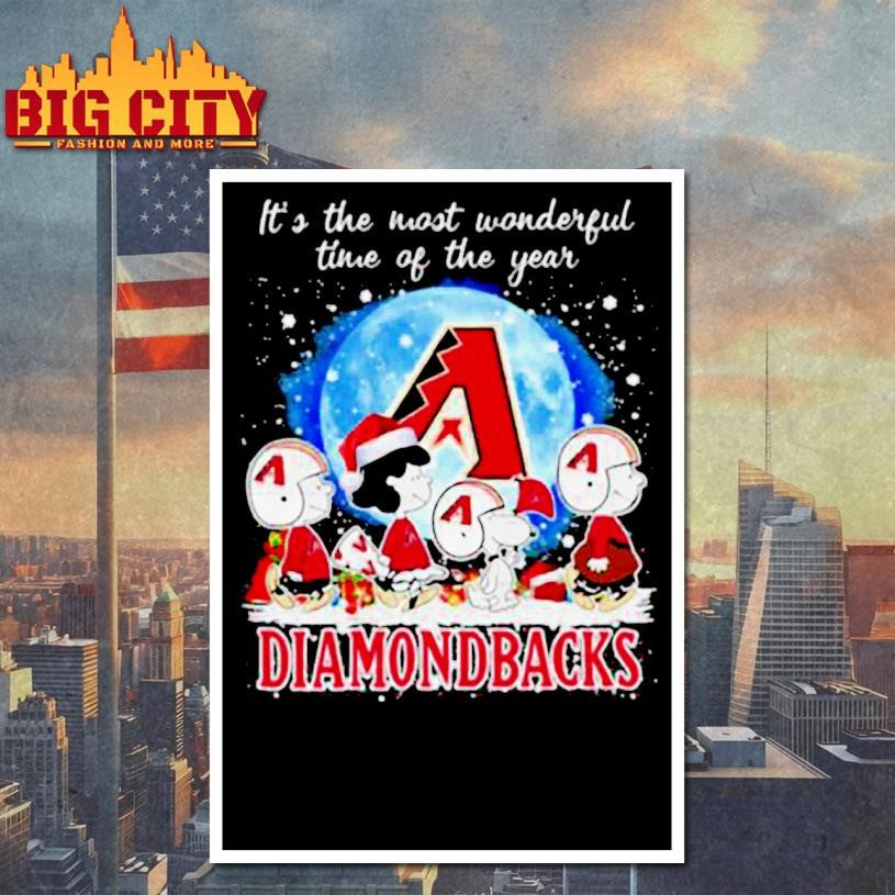 It’s The Most Wonderful Time Of The Years Peanuts Characters X Arizona Diamondbacks Merry Christmas Shirt