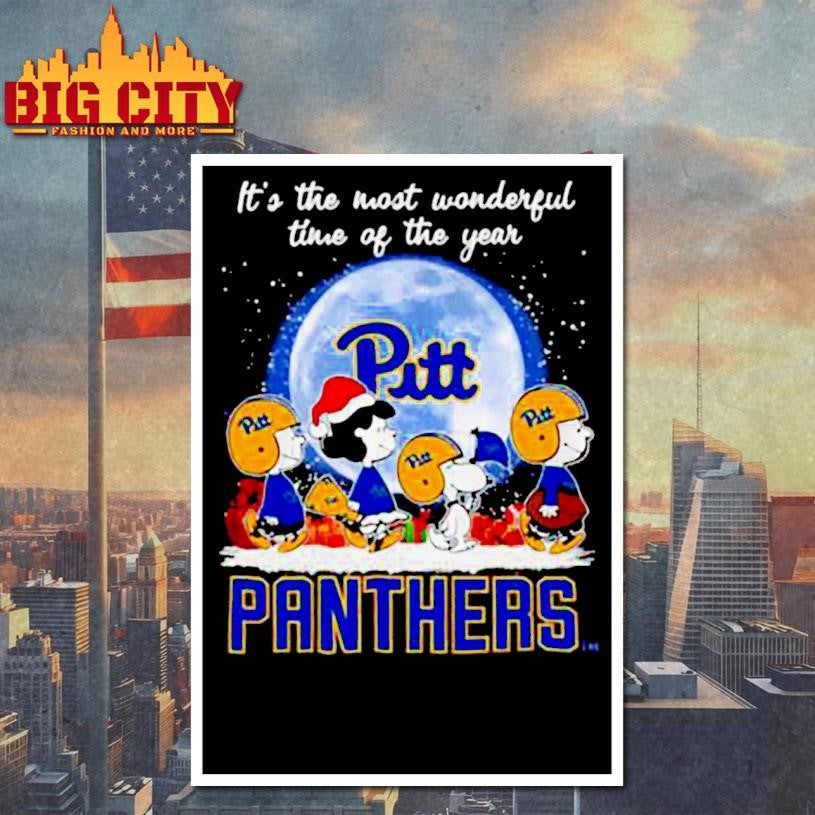 It’s The Most Wonderful Time Of The Years Peanuts Characters X Pittsburgh Panthers Merry Christmas Shirt