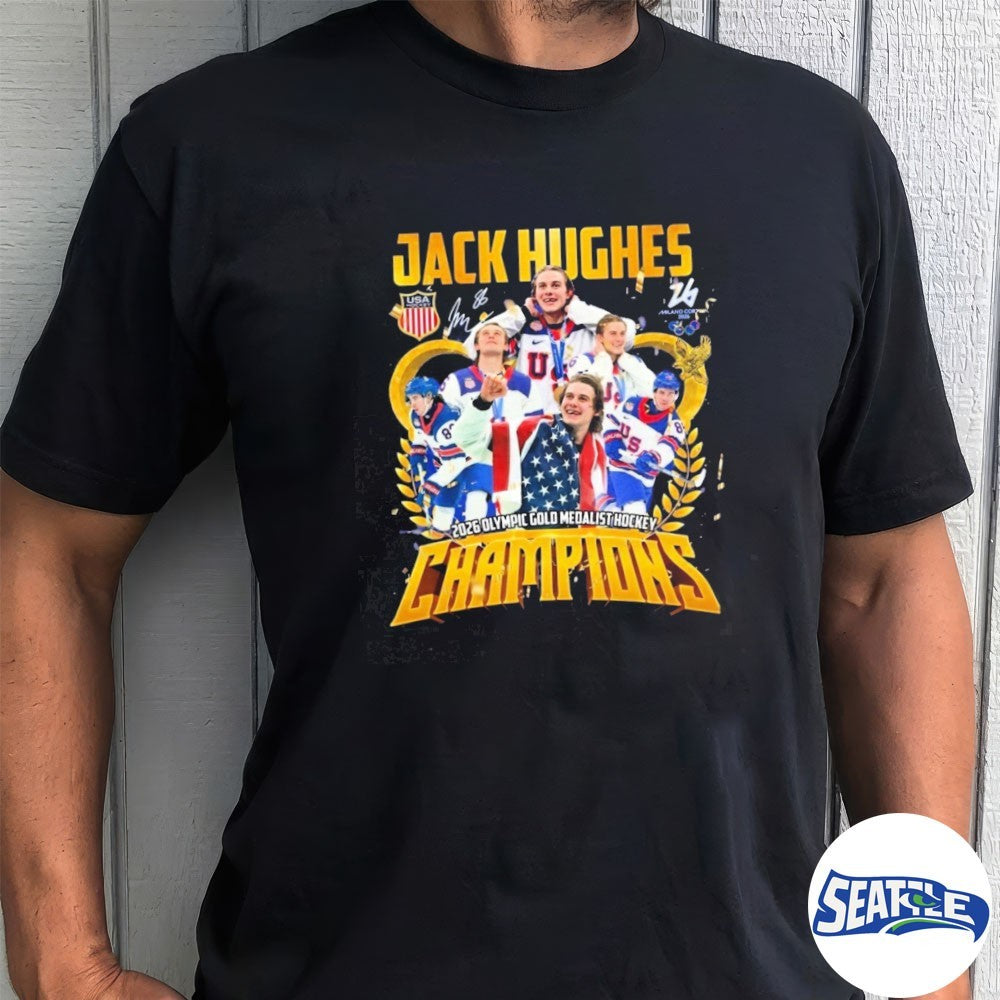 Jack Hughes 2026 Olympic Gold Medalist Hockey Champions Milano Cortina Signature shirt