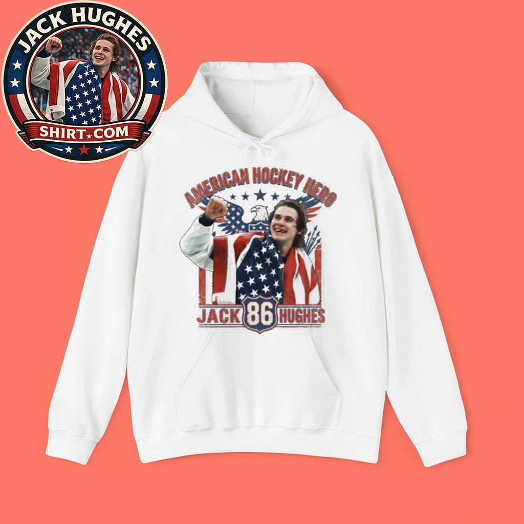 Jack Hughes 86 Usa Gold Hockey Flag New Shirt