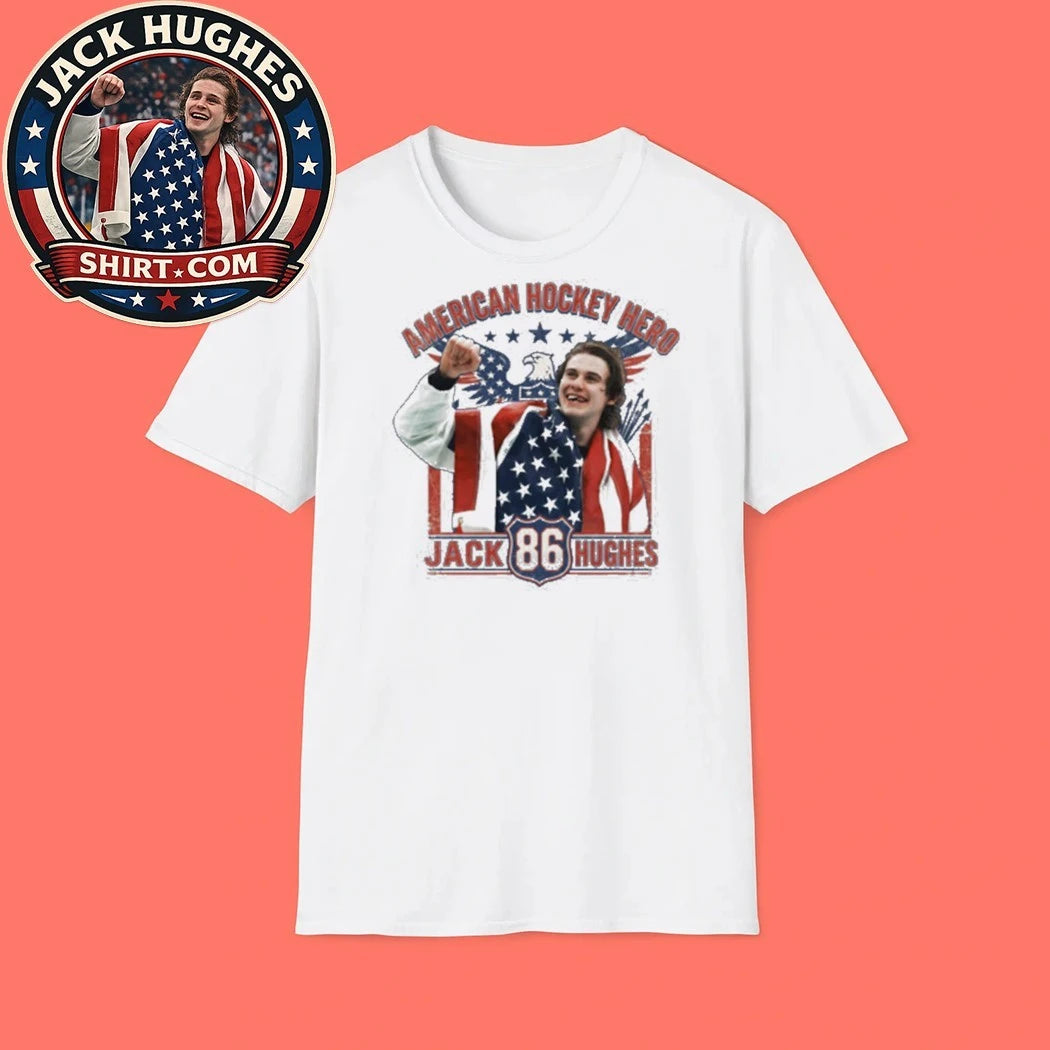 Jack Hughes 86 Usa Gold Hockey Flag New Shirt