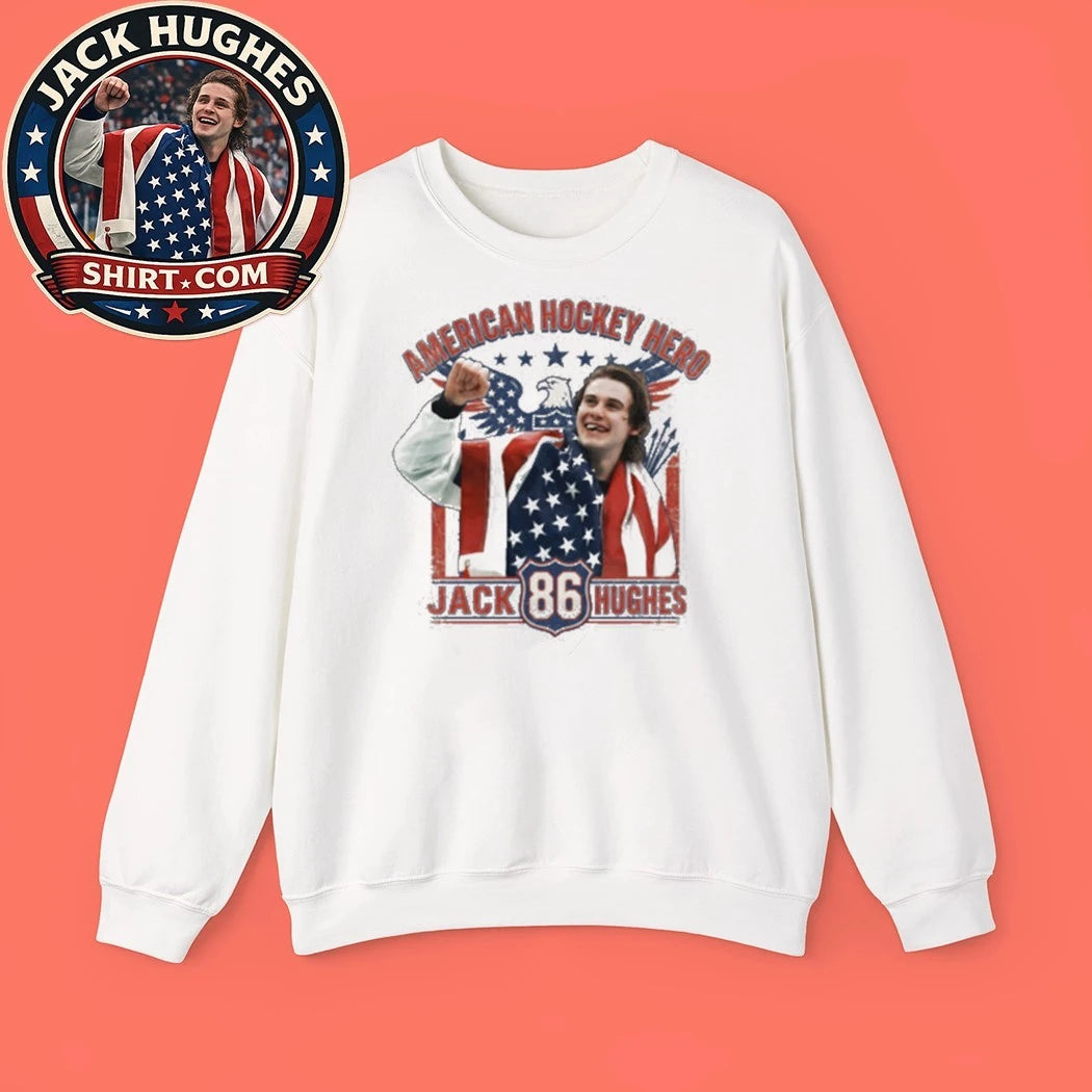 Jack Hughes 86 Usa Gold Hockey Flag New Shirt