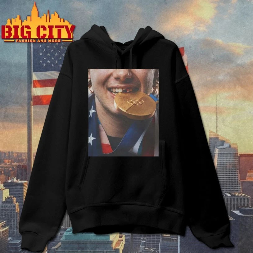 Jack Hughes Biting Gold Medal t-shirt