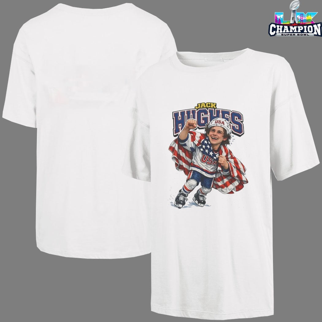 Jack Hughes Caricature USA Men’s Hockey Olympics 2026 T-shirts