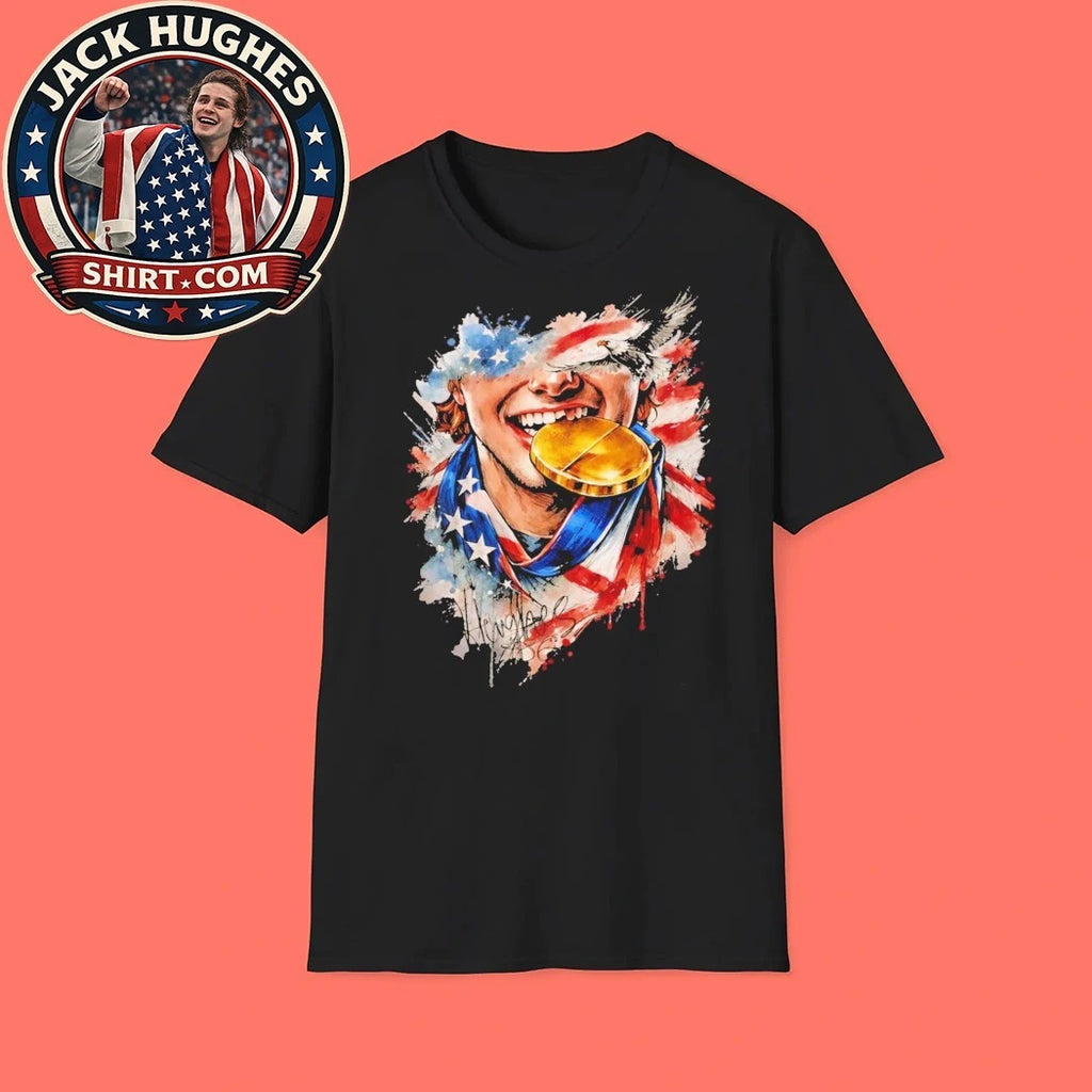 Jack Hughes Gold Medal Bite Trending T-Shirt