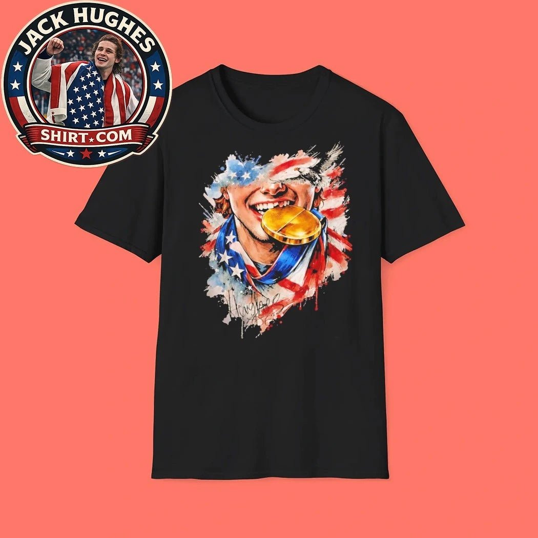 Jack Hughes Gold Medal Bite Trending T-Shirt