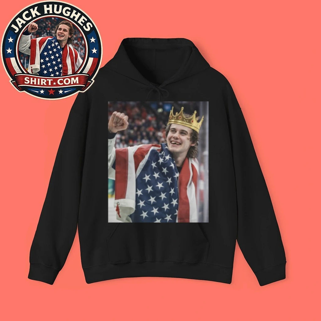 Jack Hughes Hockey USA Champ Vintage Crown New T-Shirt