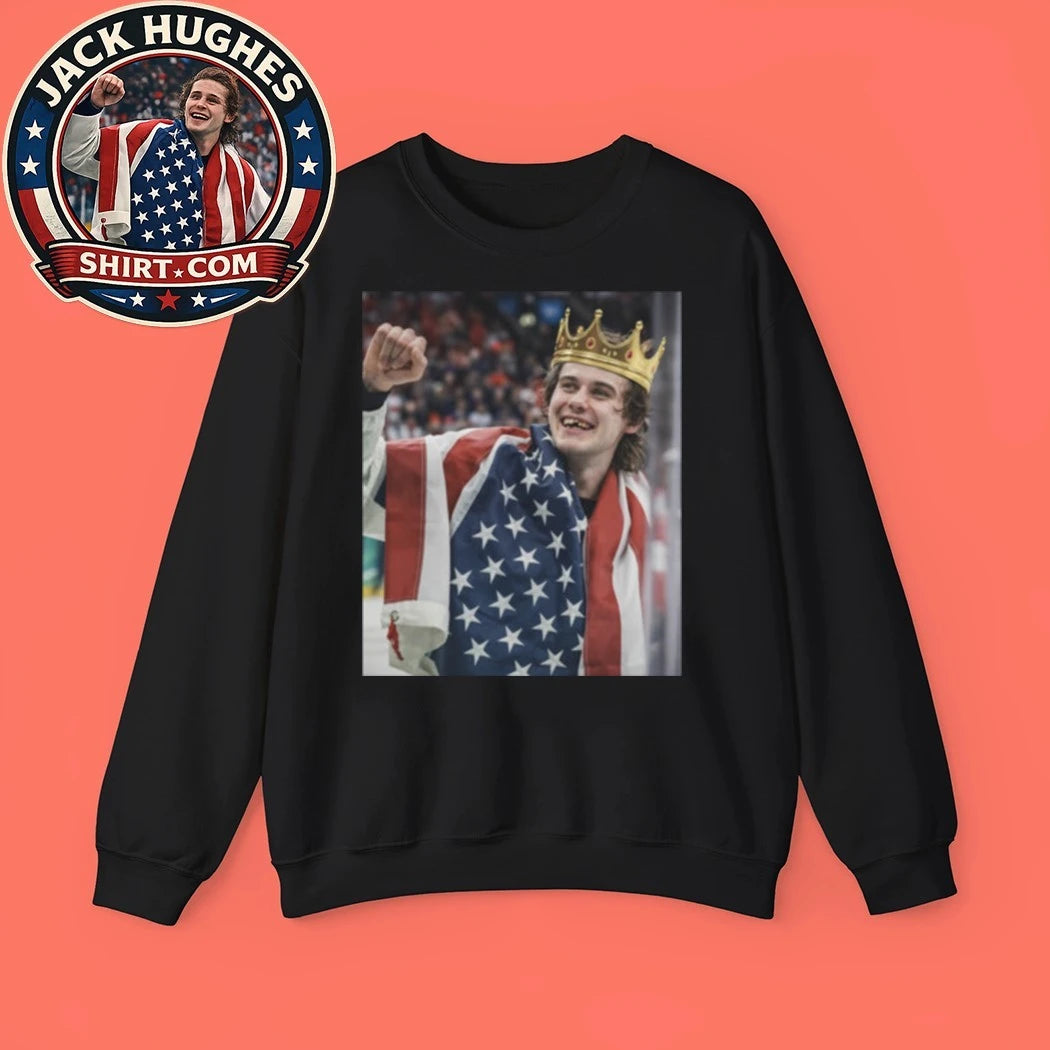 Jack Hughes Hockey USA Champ Vintage Crown New T-Shirt