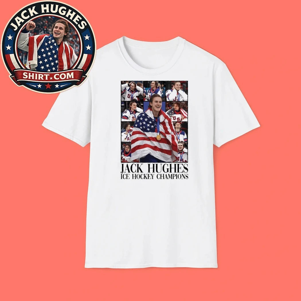 Jack Hughes ICE Hockey Champions USA Gold Medal 2026 Shirt
