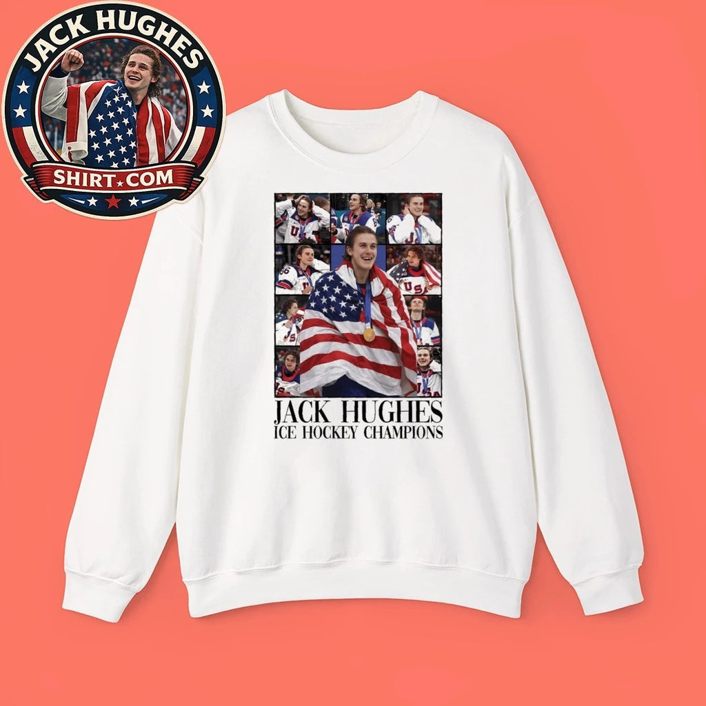 Jack Hughes ICE Hockey Champions USA Gold Medal 2026 Shirt