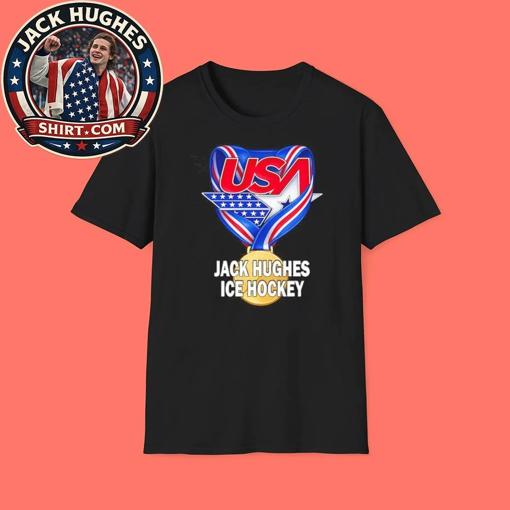 Jack Hughes Ice Hockey Gold Medal Winner Usa Milano Cortina 2026 Fan Tee Shirt