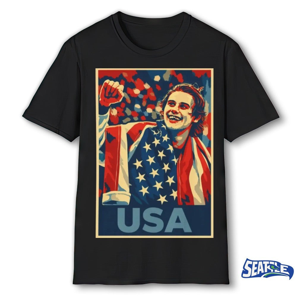 Jack Hughes Men’s Hockey USA Golden Goal Winter Olympics 2026 Retro shirt