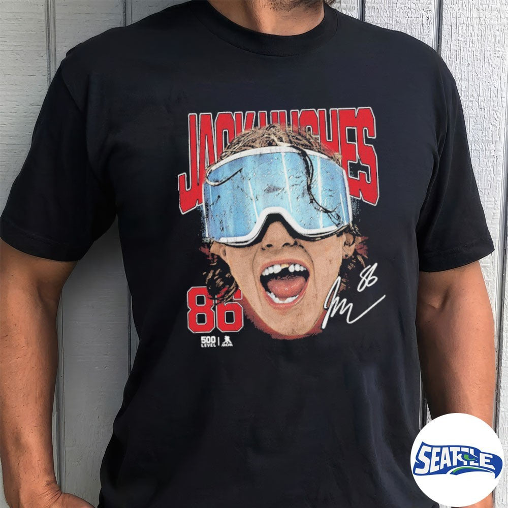 Jack Hughes New Jersey Devils Hockey Goggles Signature shirt