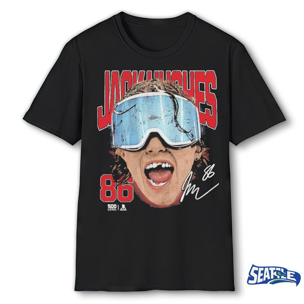 Jack Hughes New Jersey Devils Hockey Goggles Signature shirt