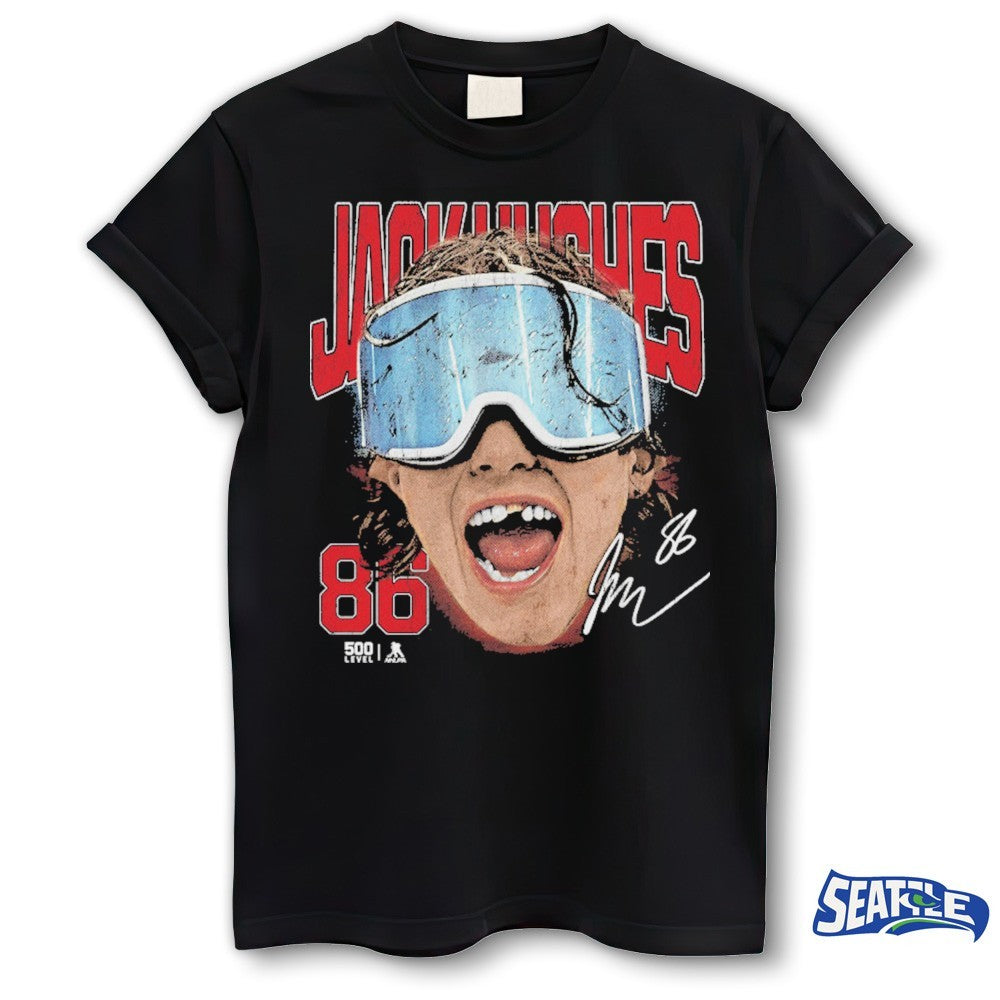 Jack Hughes New Jersey Devils Hockey Goggles Signature shirt